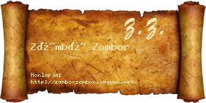 Zámbó Zombor névjegykártya